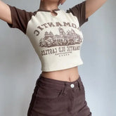 Romantic Top With Round Neck And Print